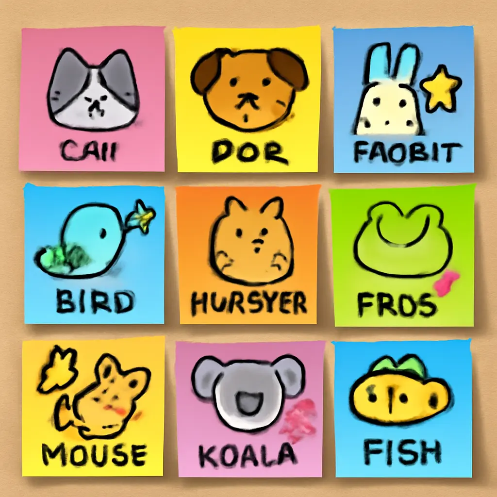 Cute Animal Post Ideas Collage of cute animal photo prompts and sticky-note post ideas for forum threads