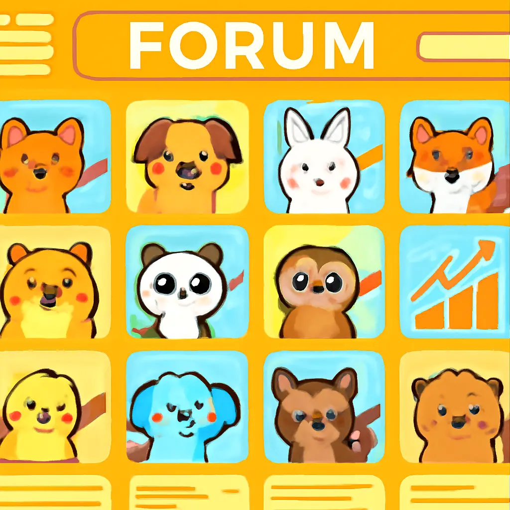 Illustration of forum traffic spikes with cute animal thumbnails