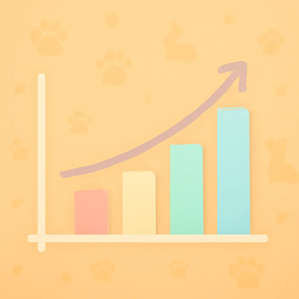 Growing online animal community A visual representation of steady growth in cute animal forum membership and engagement over recent years