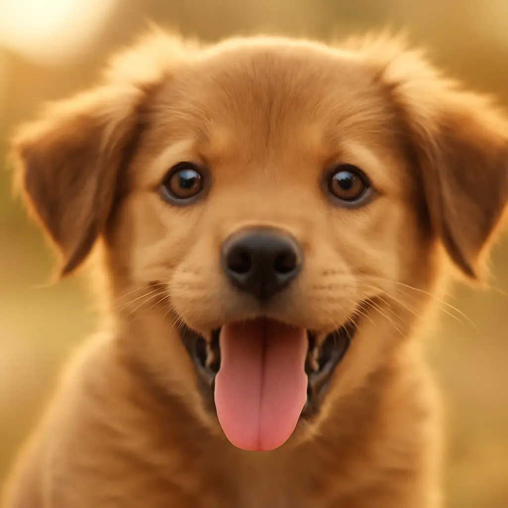 Closeup of a happy puppy tilting its head